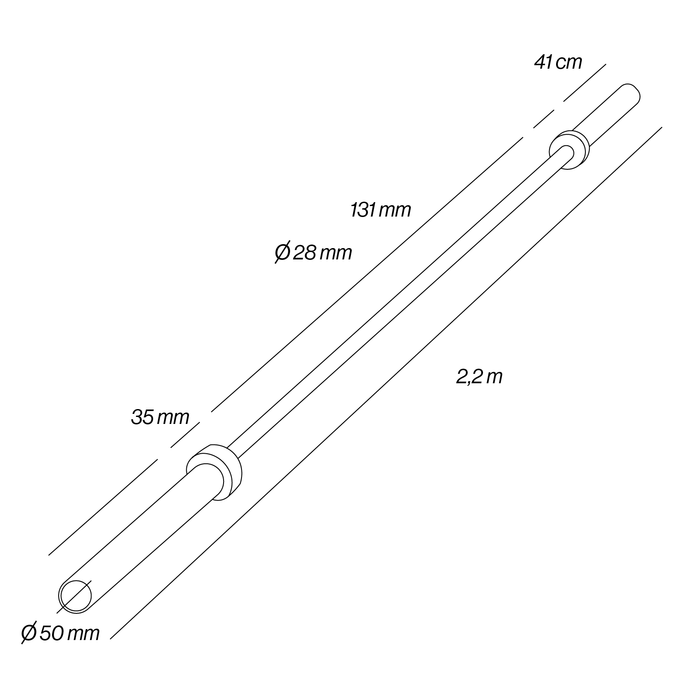 Barra olimpica professionale 2,2 m * 50 mm 8 cuscinetti 454 kg