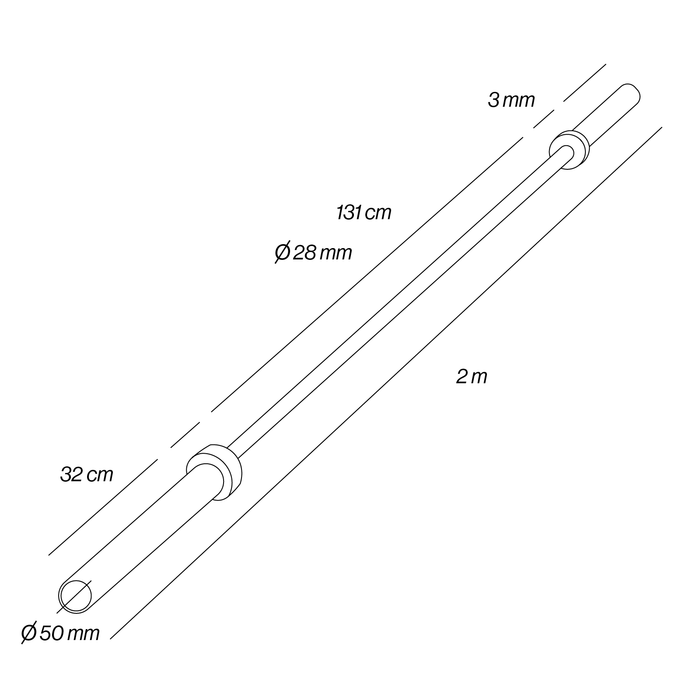 Barra olimpica rosa 2m * 50mm 4 cuscinetti 340kg