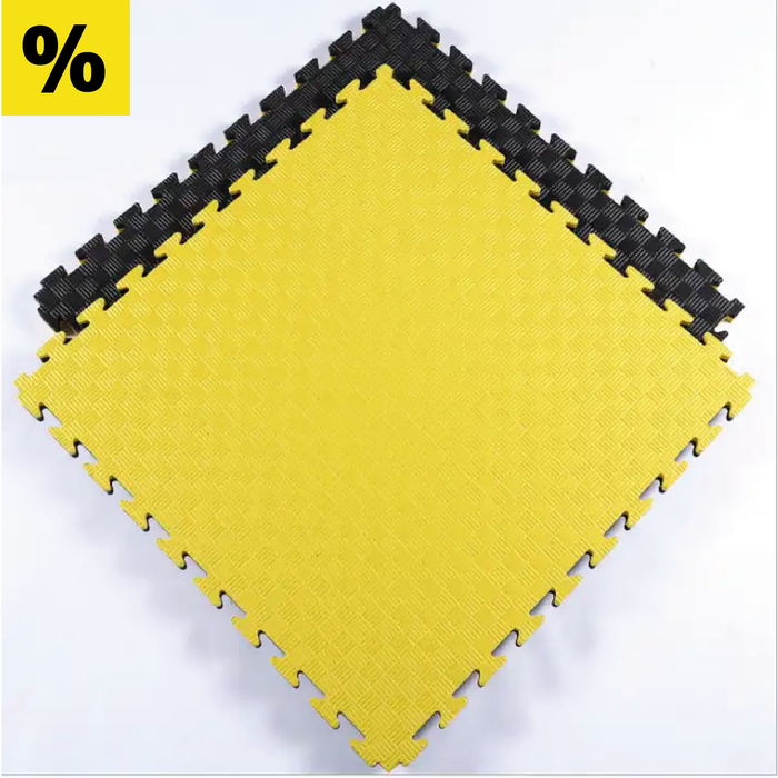 SET 30 Unità Puzzle Tatami Professionali 100x100x2 cm Nero e Giallo